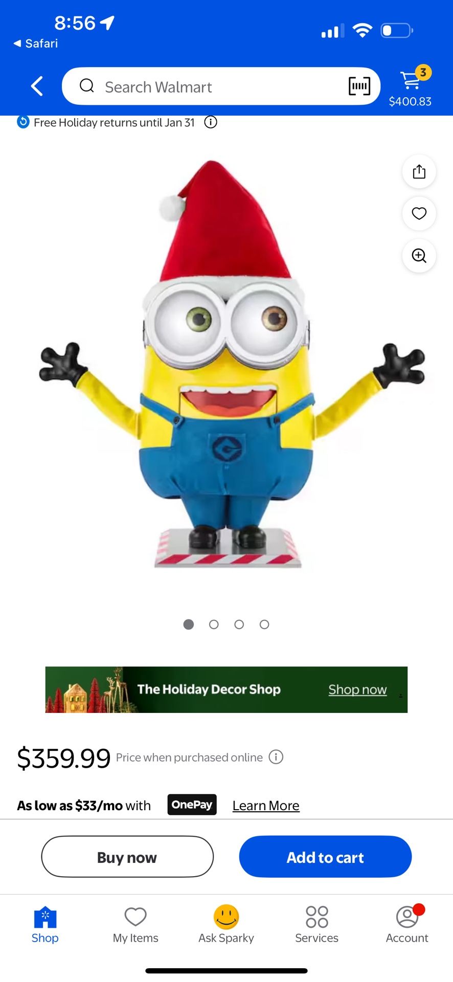 Christmas Minion Life Size Character 