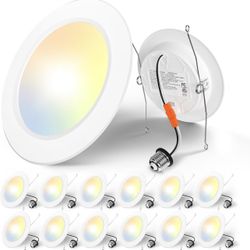 BRAND NEW IN BOX Odeer Recessed Lighting 5/6 Inch, 12 Pack Flat LED Can Lights 4000K, 1000 LM Brightness, 12W Eqv 110W, Retrofit Installation 