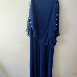 Beautiful Elegant Jumpsuit Navy Blue  With Wedges