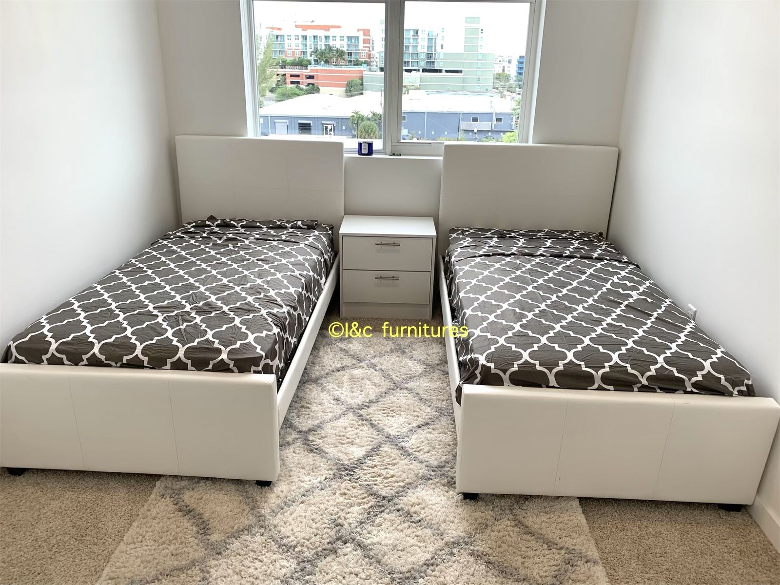 5 Piece Twin Bedroom Set New In The Box Same Day Delivery. 2 Twin Bed Frames 2 Twin Mattresses 1 Night Stand