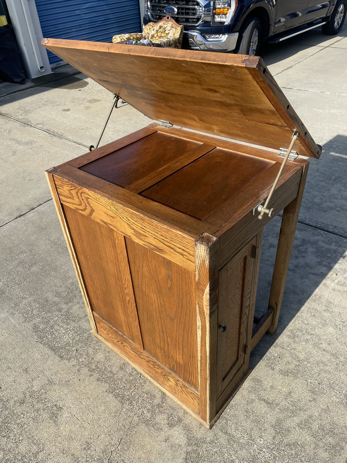 Antique Quarter Sawn Oak Drafting Table