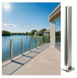 2461: New Glass Railing Post, No-Punch Heavy-Duty Glass Railing with Spigot Slots & Base, 304 Stainless Steel Clamp Bracket for Deck Balusters, Balcon