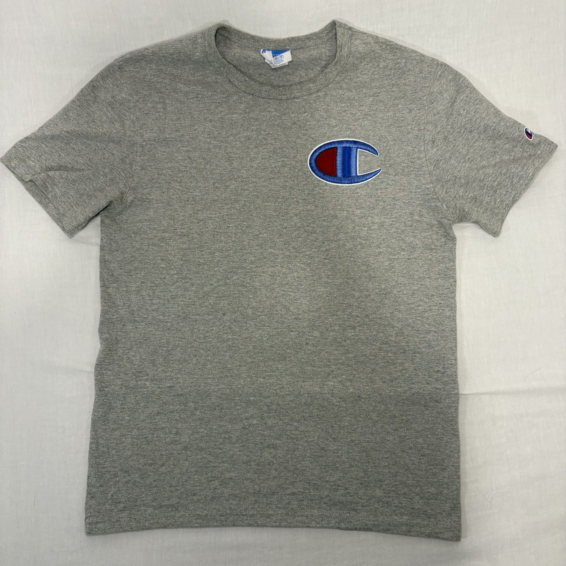 Champion Small T-Shirt Gray Embroidered Logo Classic Athletic Tee