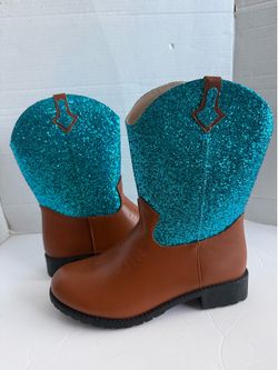 Sparkly Girls Cowboy Boots Mid Calf Glitter Boots Western Cowboy Booties Y7