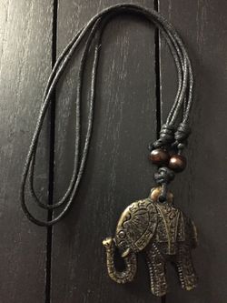 Adjustable Nylon Strap Necklace with Charm Elephant