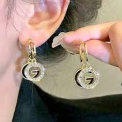 Elegant Rhinestone Letter Drop Earrings