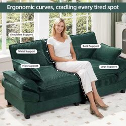 83-inch double sofa, modern 2-seater sofa, comfortable velvet double sofa (green)