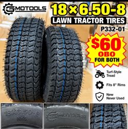 18×6.50-8 Lawn Tractor / Riding Mower Tires – NEW – Pair