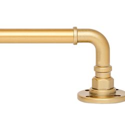Gold Industrial Adjustable Curtain Rod Set 30-55 Inch