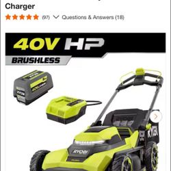 Ryobi 40V HP Brushless 21 in. Cordless Battery Walk Behind Push Lawn Mower with 8.0 Ah Battery and Charger
