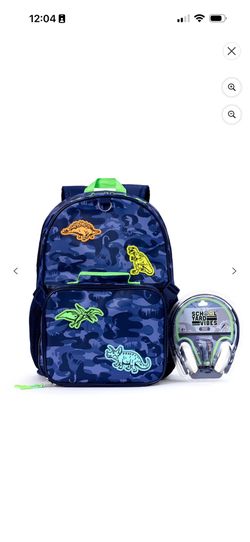 Kids Dinosaur Camo Backpack with Headphones