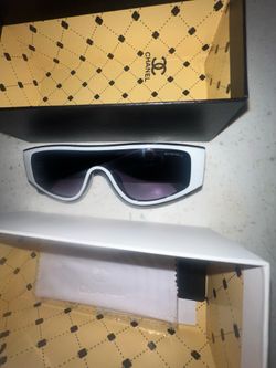 White Chanel Shield Sunglasses