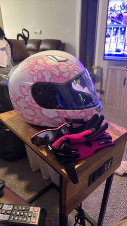 Full-Face Motorcycle Helmet with Gloves and Goggles