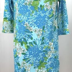 Lilly Pulitzer, Stretch Cotton, Retro Floral XS Mini Dress, Drawstring Collar 