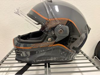 Harley Davidson X-15 Helmet (Medium), Grey/Orange, ECE 22.06