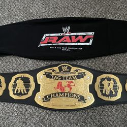 We Raw Gold Plated Championship Belt With Sleeve