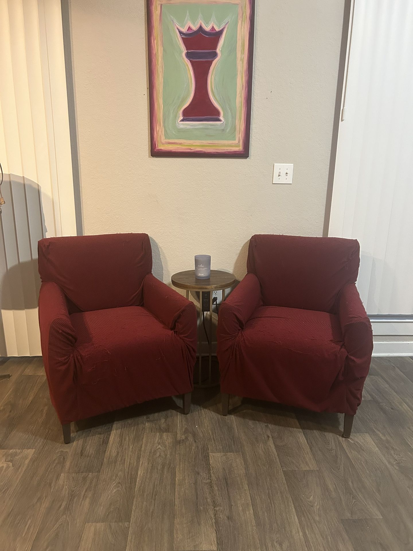Two Chairs With Cover Slips For Sale