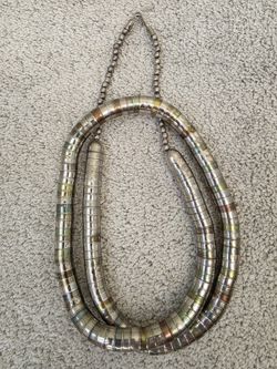 Vintage 1980s Tri Color Mixed Metal Serpentine Coil Necklace 18"