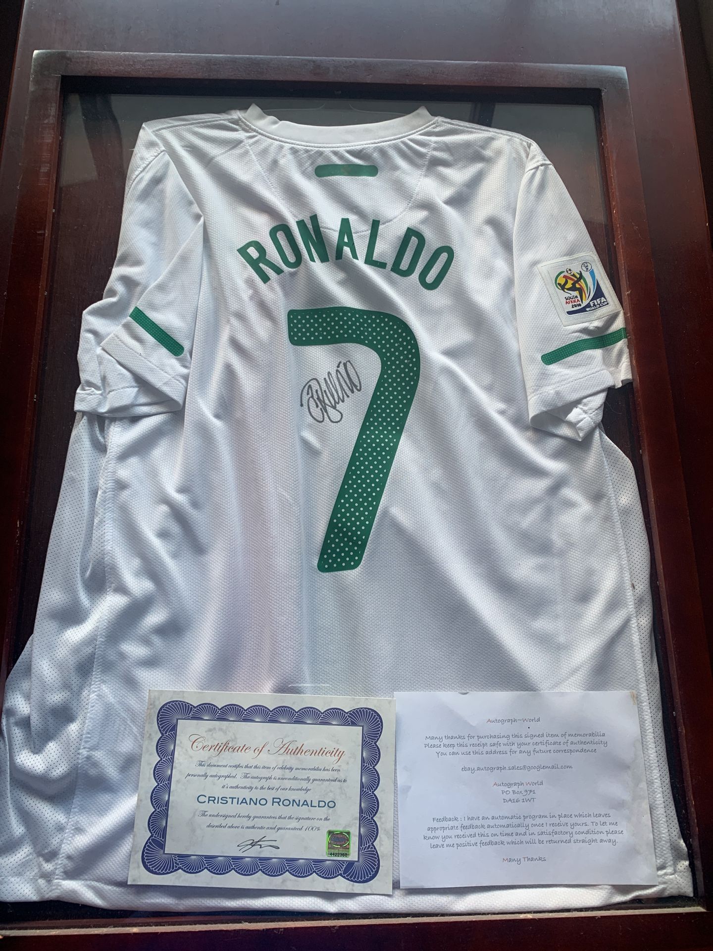 Certificate of authenticity Cristiano Ronaldo