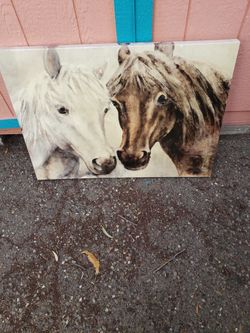 36" X 25 1/2" Two Horse Picture