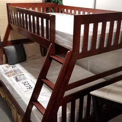 Brand New Brown Or Gray Twin Full Bunkbed, Mattresses Are Extra