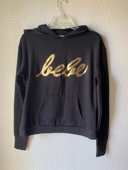 Bebe Black Hoodie with Gold Logo