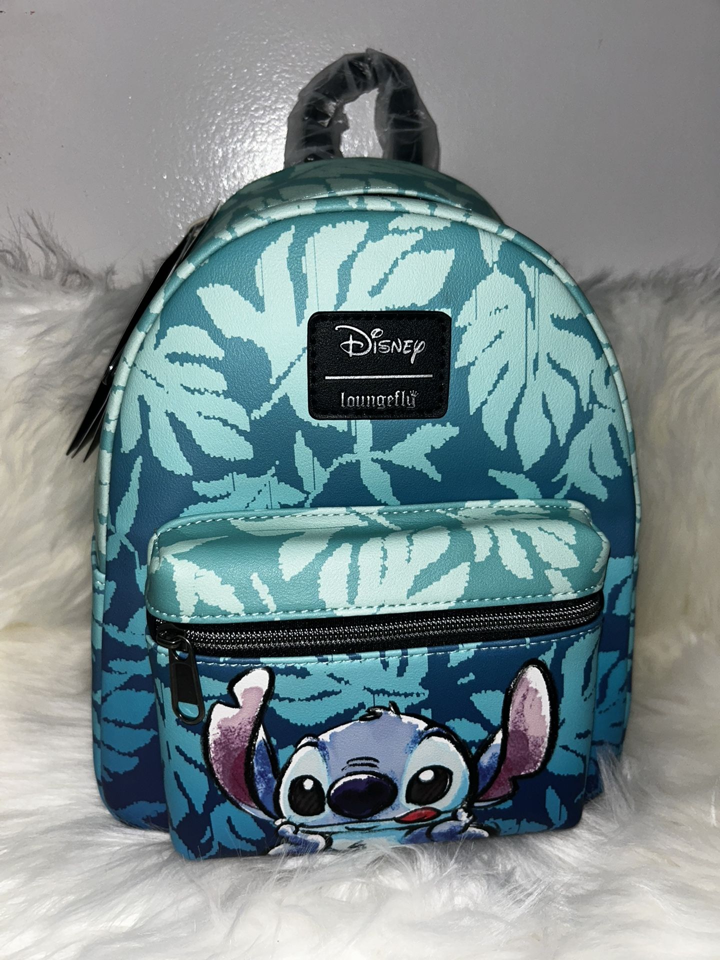 Loungefly Disney Lilo & Stitch Blue Tropical Leaves Mini Backpack