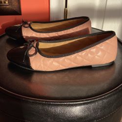 French Sole Cap Toe Ballet Flats Genuine Leather
