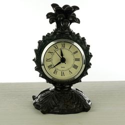 🔥 Vintage Pineapple Shape Quartz Mantle Desk Clock Hard Heavy Resin Case Color Black