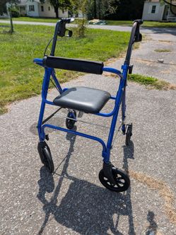 Blue 4-Wheel Rollator Walker with Seat
