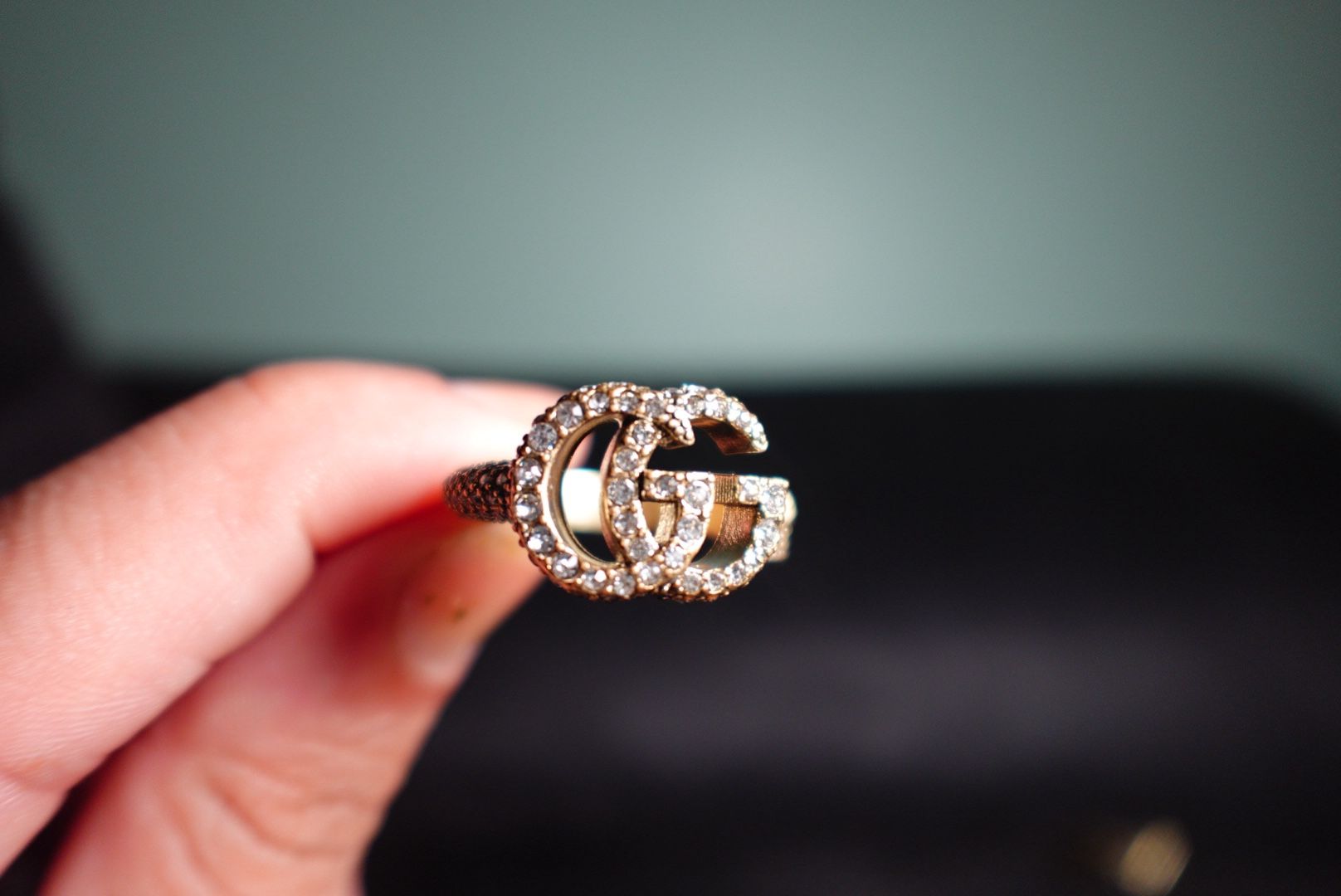 gg ring luxury ring rhinestone