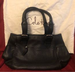 Cole Haan Village II work tote bag in pebbled black leather with matching wallet