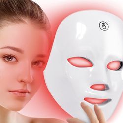  LED Light Therapy Mask(FM-01), Blue & Red Light Face Mask, Rechargeable & Portable for Travel and Home Use -Retail $55