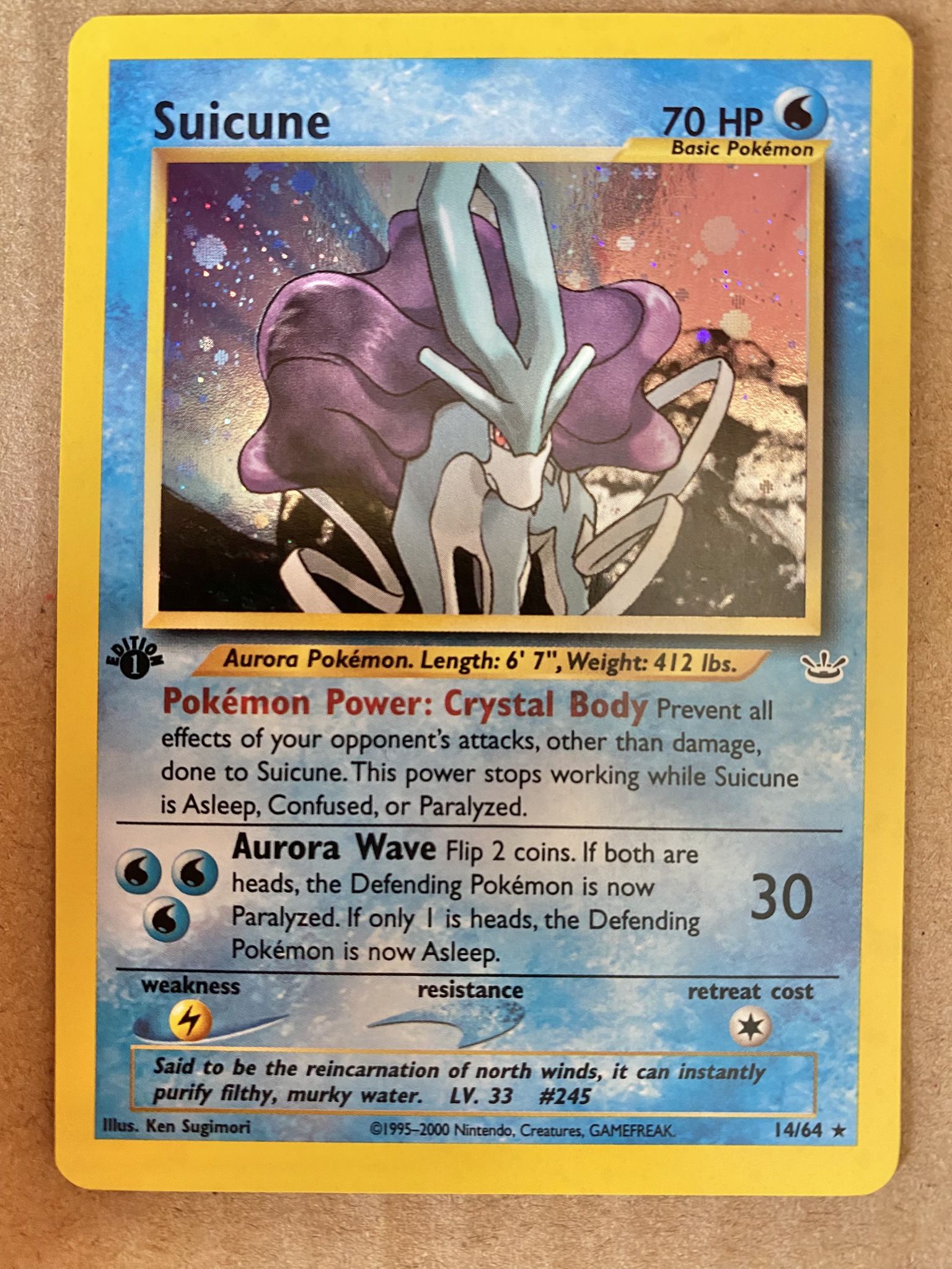 Suicune 1st Edition 14/64 Neo Revelation Holo