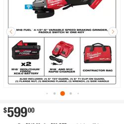 Milwaukee Tool M18 Grinder kit w/ (2) 8.0 Forge Batteries 