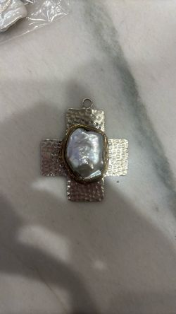 Baroque Pearl Cross Pendant