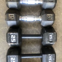 Dumbbell Hex Weights 15 And 25 Lbs 