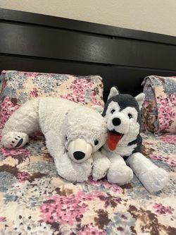 Large White Polar Bear Stuffed and husky toy