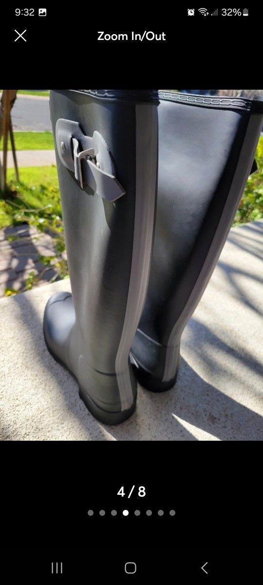 New Size 10 Womens Hinter Rubber Boots Original Tour Black Gray Nib