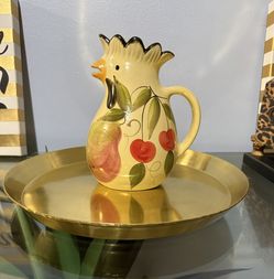Vintage Italian Ceramic Rooster Pitcher by Pizzato