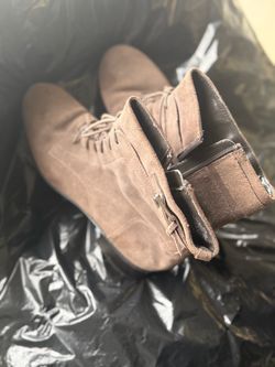 Brown Suede Ankle Boots with Side Zip