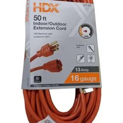 HDX 50 ft. 16/3 Light Duty Indoor/Outdoor Extension Cord, Orange
