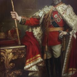 Antiques 7ft English Oil Painting King Edward VII $1000