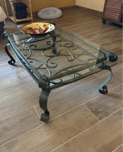 GlassWrought Iron Coffee Table