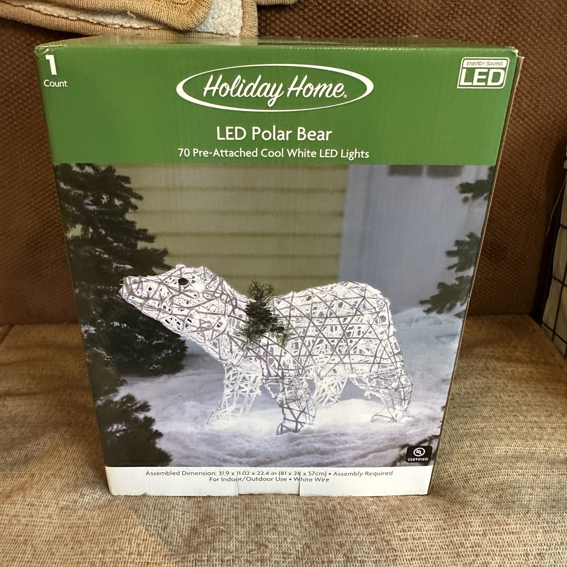 Christmas Lights LED White Polar Bear Small Outdoor Indoor Decoration Wicker Brand New