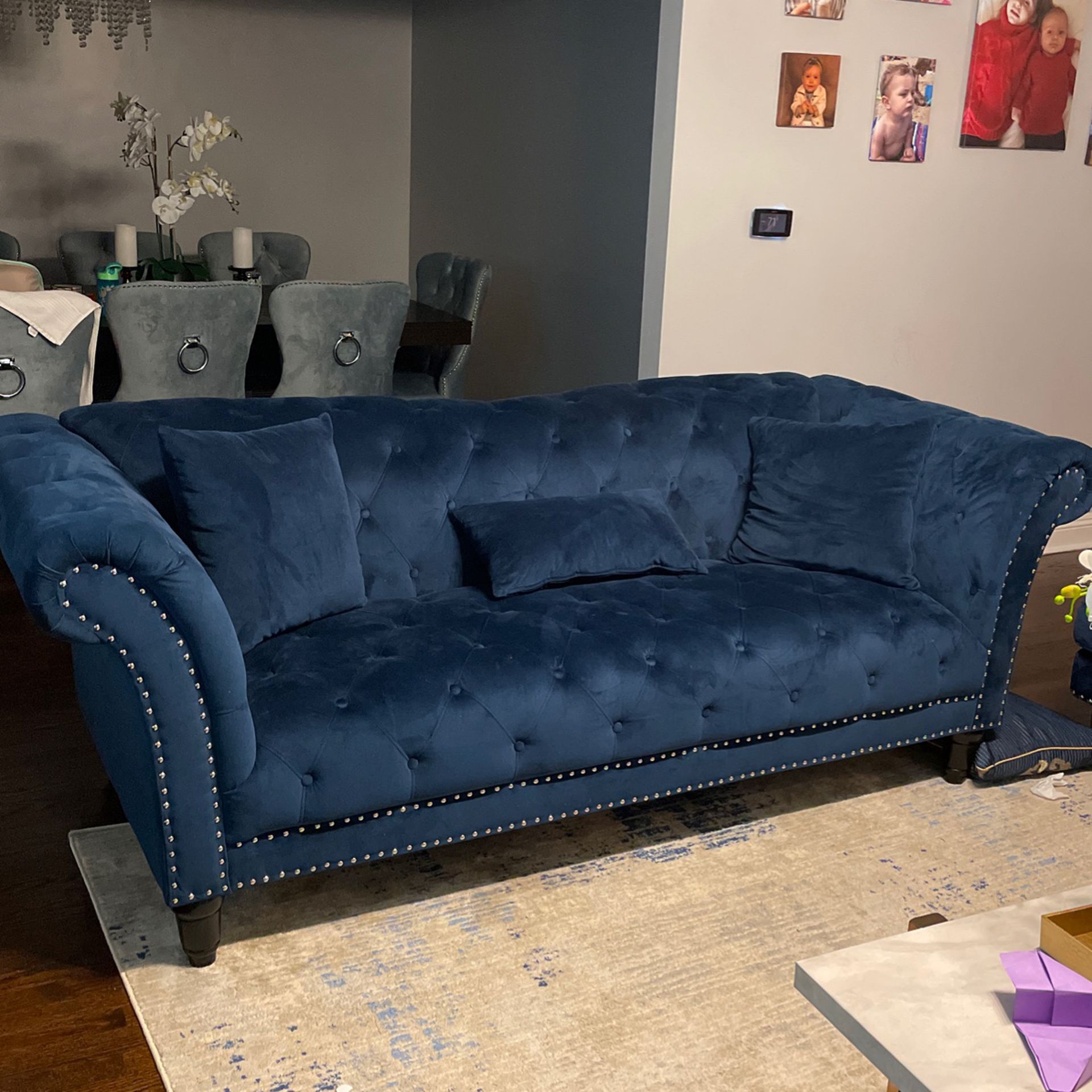 Velvet royal Blue Sofa $550