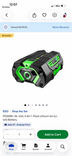EGO 56V Power+ SKA2800T 5 Ah Lithium-Ion Battery and Charger Starter Kit 1 pc
