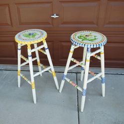 Bar Stools (2) Handpainted