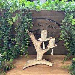 Rustic Deer Antler Candle Holder 
