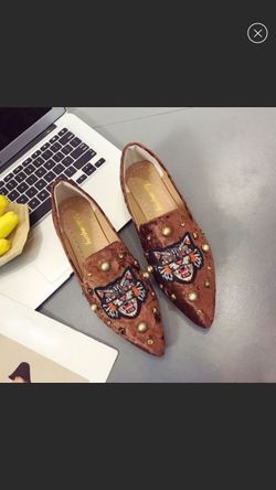 Brand New Women leopard flat shoes brown